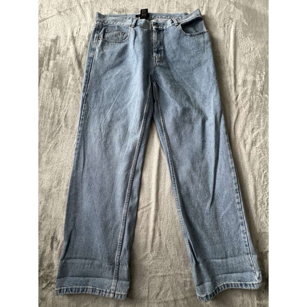 Kenneth Cole New York Mens Jeans 38x32 Light Wash Straight Leg Blue